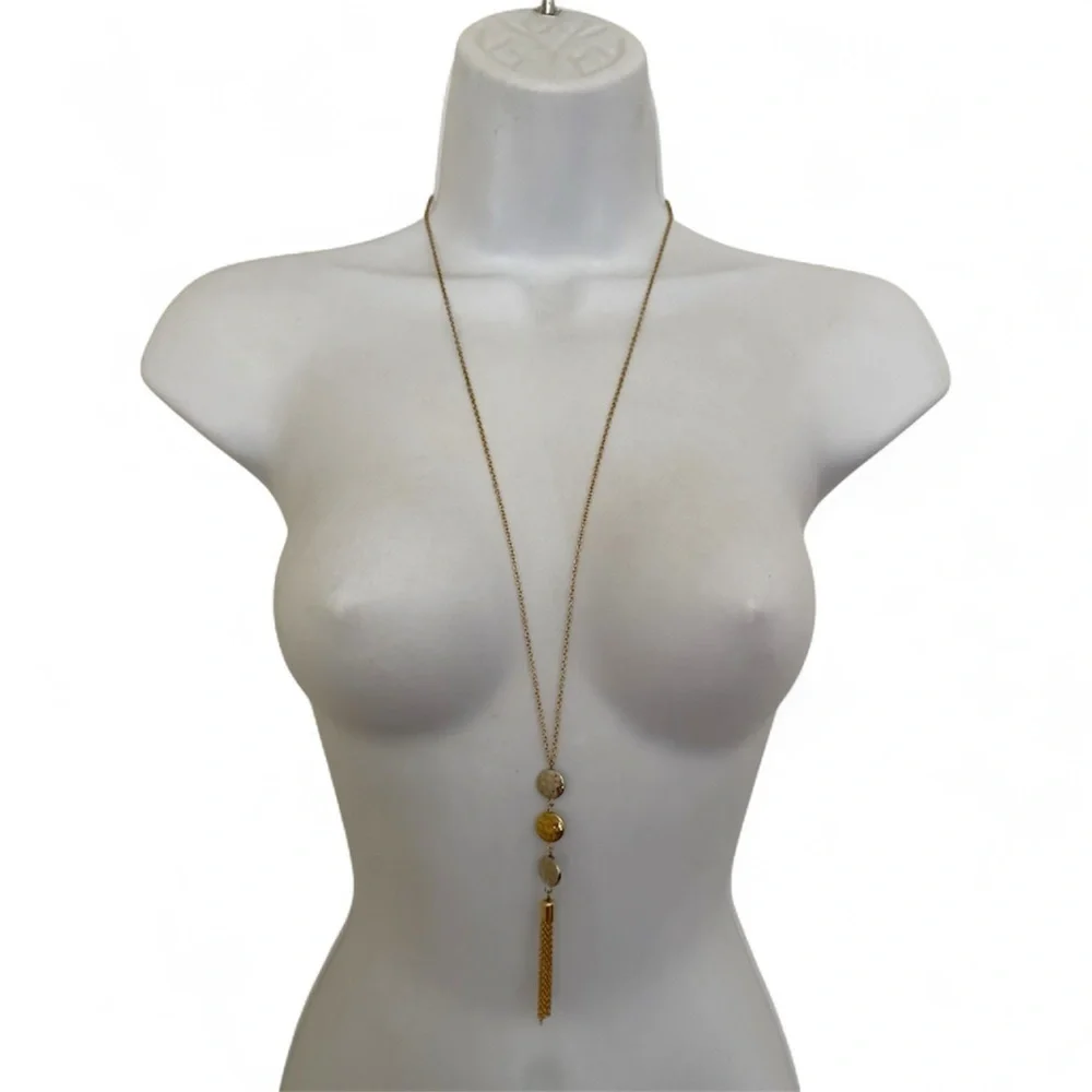 Banana Republic Gold and Silver Tassels Pendant Necklace. New with tags .